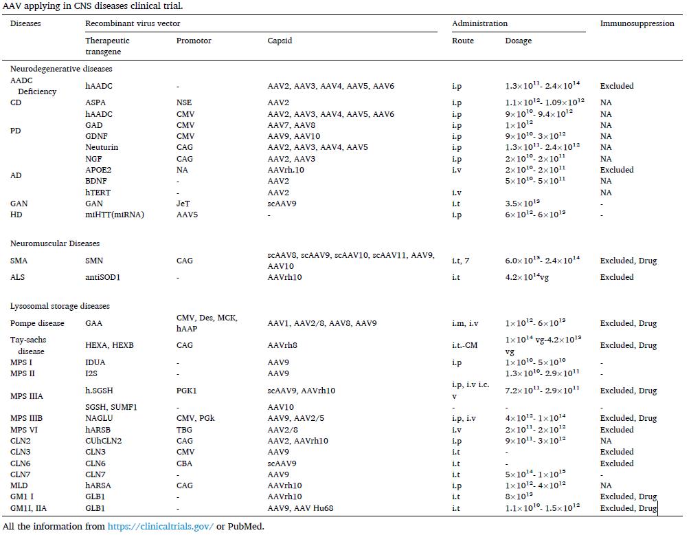 aav applying in CNS disease clinical trial